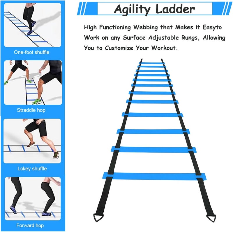 TGLITC Store Soccer Agility Training Equipment Set, Soccer Accessories 12 Rung 20Ft Agility Ladder, 12 Disc Cones, Solo Soccer Trainer, Jump Rope - Speed Training Equipment Gifts for boy - Image 5